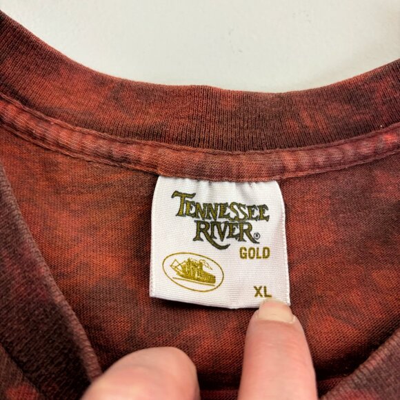 THE MOUNTAIN Native American Tee T-Shirt XL Vintage 1995 Gina Gray Tie Dye Rust - Picture 6 of 9